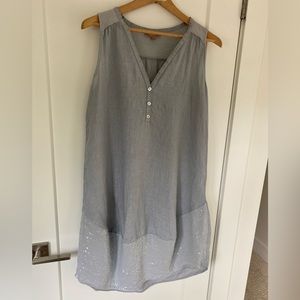 CARLA CONTI Linen and Sequins Grey Dress Made In Italy size Small